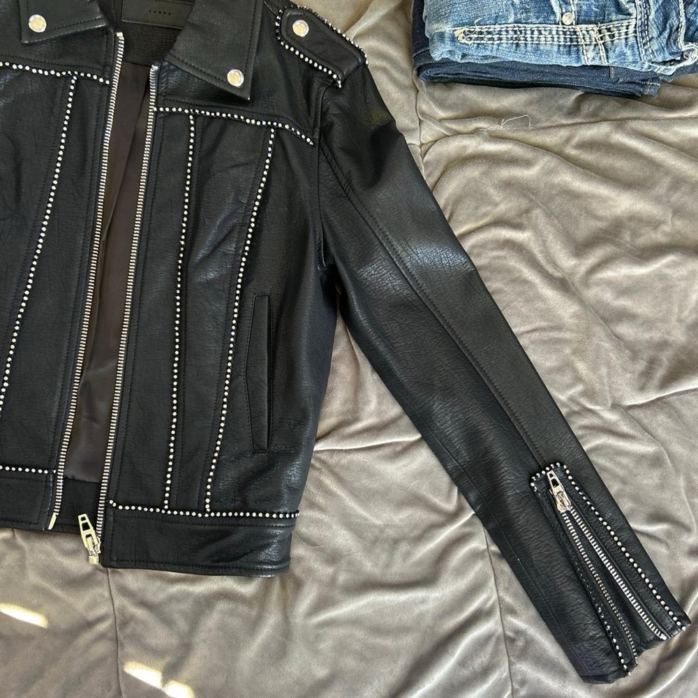 BLANK NYC Black Studded Faux Leather Jacket